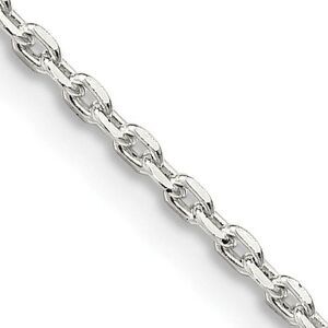 1.5mm Sterling Silver Solid Beveled Oval Cable Chain Necklace, 16 Inch